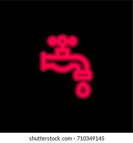 Faucet red glowing neon ui ux icon. Glowing sign logo vector