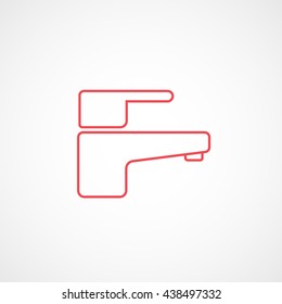 Faucet Red Line Icon On White Background