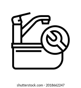 faucet repair line icon vector. faucet repair sign. isolated contour symbol black illustration