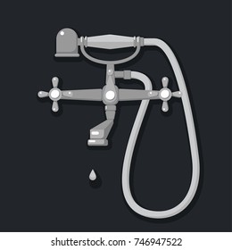 Faucet with a shower for the bathroom monochrome.
