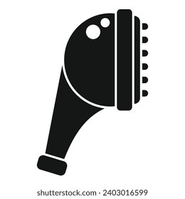 Icono de cabeza de ducha de grifo simple vector. Llueve agua fría de metal. Spray de abrochamiento