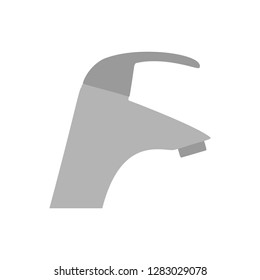 Faucet side view symbol equipment water tap vector icon. Household blue bathroom sink pipe isolated illustration