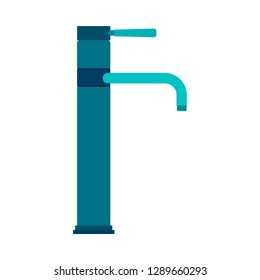 Faucet side view symbol equipment water tap vector icon. Household blue bathroom sink pipe isolated illustration