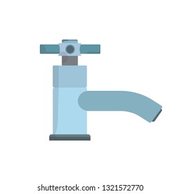 Faucet side view symbol equipment water tap vector icon. Household blue bathroom sink pipe isolated illustration