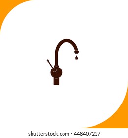 Faucet sign. Brown icon on white background