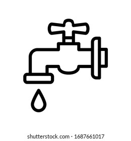 Faucet simple line icon vector illustration logo template