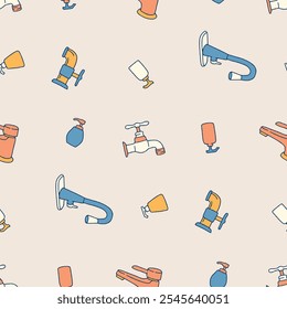 Ilustración de patrón sin fisuras de Vector de baño de jabón de grifo para impresión, Fondo de pantalla, decoración.