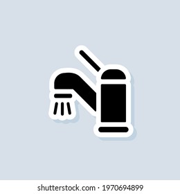 Faucet sticker. Faucet logo. Vector on isolated background. EPS 10.