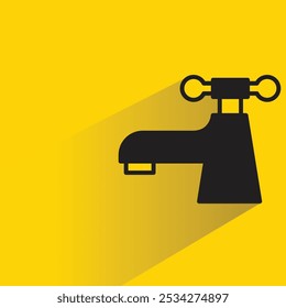 faucet tap icon with shadow on yellow background