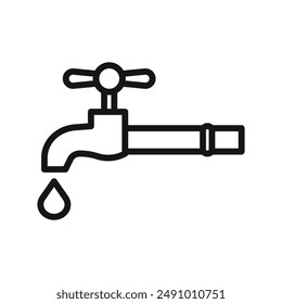 Faucet tap water icon Black line art vector logo