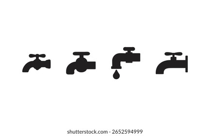 Grifo de agua del grifo icono de la ilustración plana conjunto logo. Toca Ilustración vectorial de íconos.