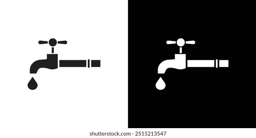 Faucet tap water icon Thin line flat illustration