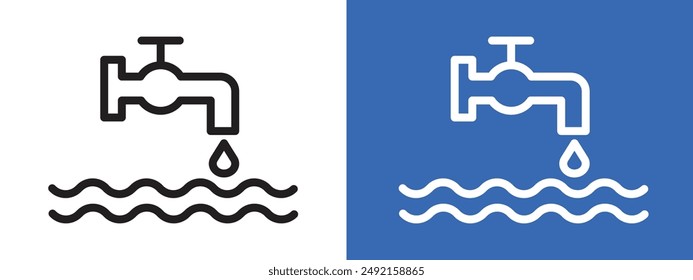 Faucet tap water logo sign set vector outline