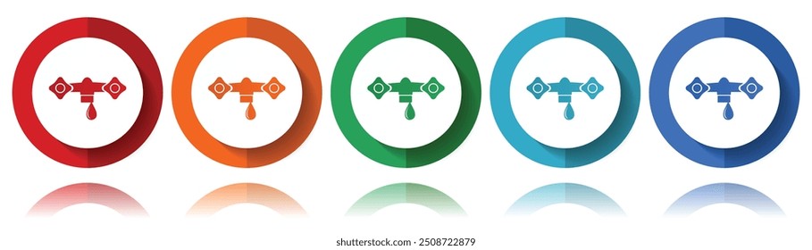 Faucet, tap, water vector icons, flat icon set for logo design, webdesign and mobile applications, colorful web button collection in eps 10