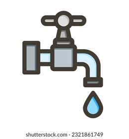 Faucet Thick Line Filled Colors For Personal And Commercial Use.
