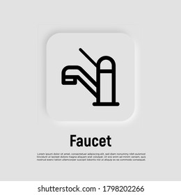Faucet thin line icon. Modern vector illustration for logo of plumber, bathroom equipment shop.