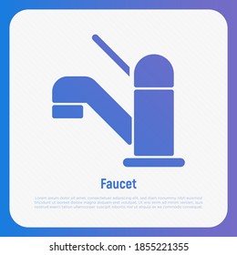 Faucet thin line icon. Modern vector illustration for logo of plumber, bathroom equipment shop.