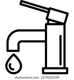 Faucet thin line icon with water drop. Plumbing. Modern vector illustration