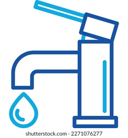 Faucet thin line icon with water drop. Plumbing. Modern vector illustration