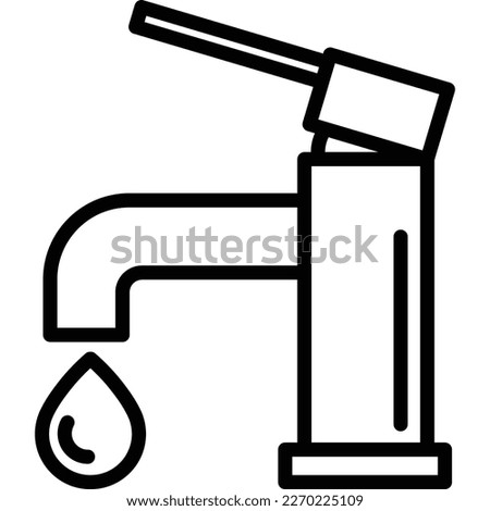 Faucet thin line icon with water drop. Plumbing. Modern vector illustration