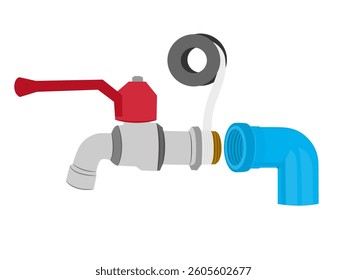 Faucet for turning on and off water on a white background