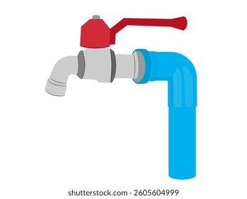 Faucet for turning on and off water on a white background
