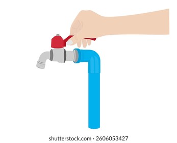 Faucet for turning on and off water on a white background