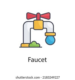 Faucet vector Filled Outline Icon Design illustration on White background. EPS 10 File 