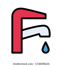faucet vector flat color icon 