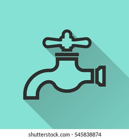 Faucet vector icon. Black illustration isolated on green background for graphic and web design.