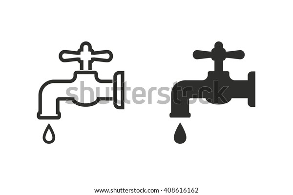 Faucet   vector icon. Black \
illustration isolated on white  background for graphic and web\
design.