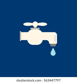 Faucet vector icon. Flat logo faucet from bathroom . Vector illustration.