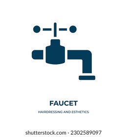 faucet vector icon. faucet, water, drop filled icons from flat hairdressing and esthetics concept. Isolated black glyph icon, vector illustration symbol element for web design and mobile apps