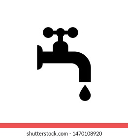 Faucet vector icon, water tap symbol. Simple, flat design for web or mobile app