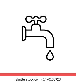 Faucet vector icon, water tap symbol. Simple, flat design for web or mobile app