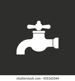 Faucet vector icon. White illustration isolated on black background for graphic and web design.