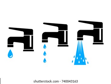 Faucet vector icons on white background