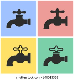 Faucet vector icons set. Black illustration isolated for graphic and web design.