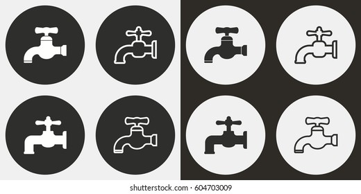 Faucet vector icons set. Illustration isolated for graphic and web design.