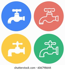 Faucet vector icons set. Illustration isolated for graphic and web design.