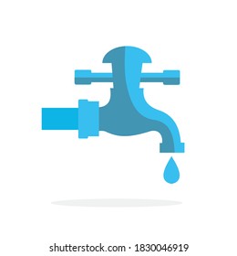 Icono de vector de grifo, golpecito de agua con gota