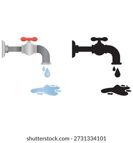 Faucet. Water dripping from tap vector illustration.