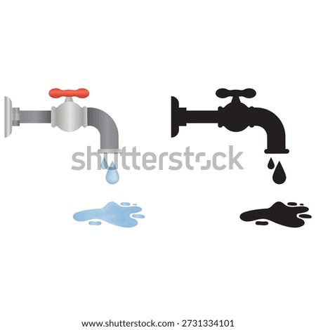 Faucet. Water dripping from tap vector illustration.