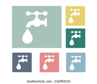 Faucet with Water Drop Icon Symbol Vector