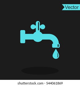 Faucet with water drop icon. Vector tap symbol. 
