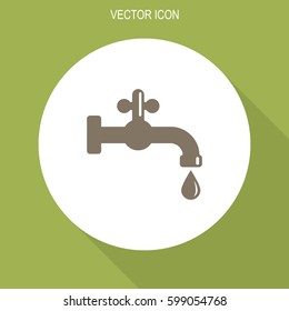 Faucet with water drop icon. Vector tap symbol. 