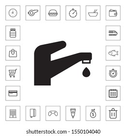 Faucet with water drop icon for web and mobile