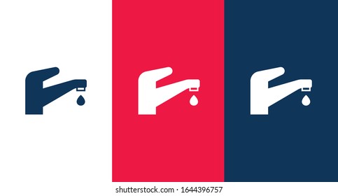 Faucet with water drop icon for web and mobile