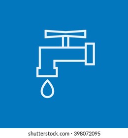 Faucet with water drop line icon.