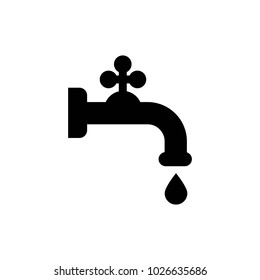 Faucet with water drop vector icon. Vector tap symbol. Dripping tap icon.